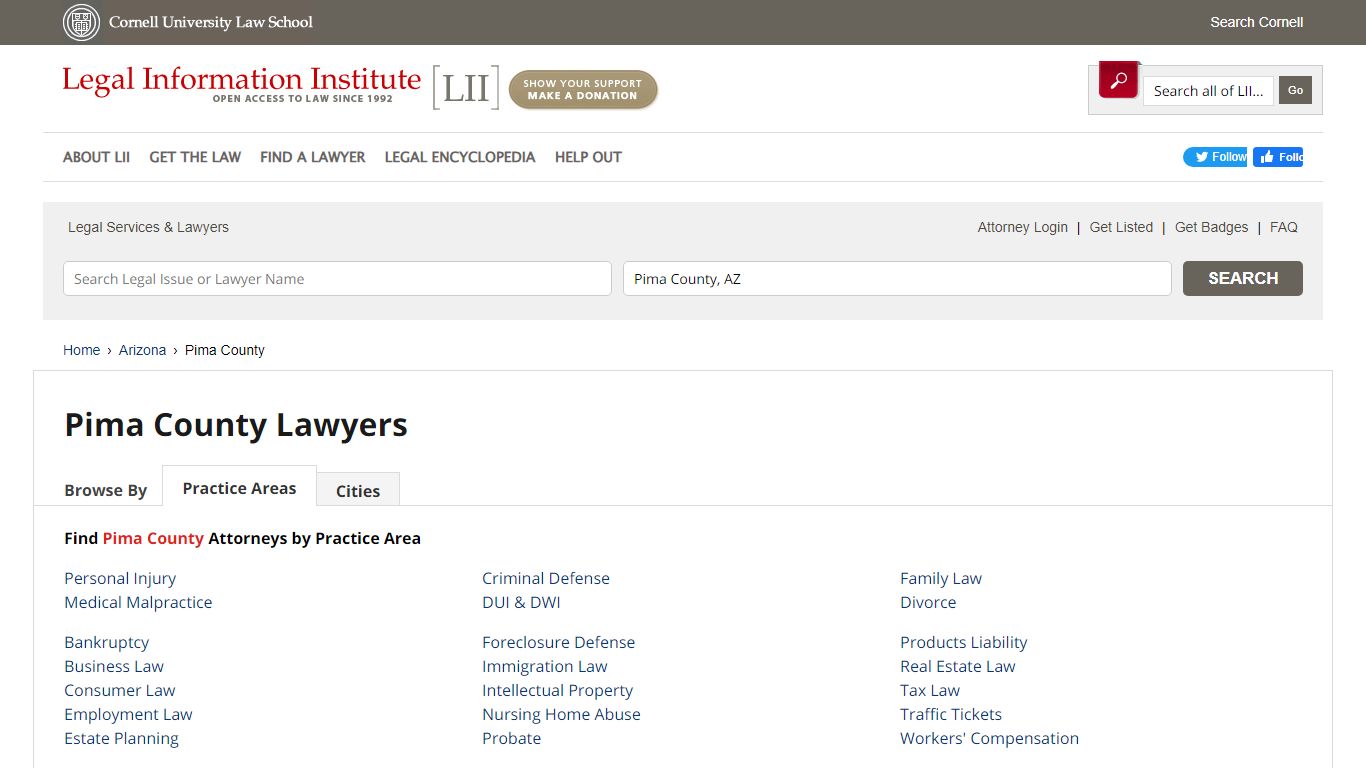 Pima County Attorneys - LII Arizona Attorney Directory - Cornell University