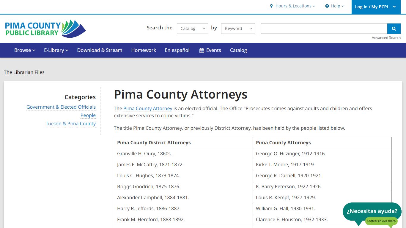 Pima County Attorneys | Pima County Public Library